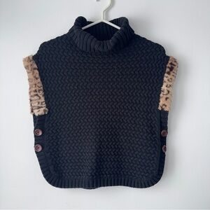 Aspen Kids Black Knit vest with Leopard Accents